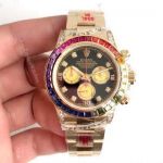 EX Factory 904L Asia 7750 Rolex Rainbow Replica Watch Yellow Gold